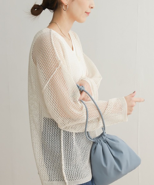 URBAN RESEARCH DOORS(アーバンリサーチドアーズ)の「2WAYメッシュカーディガン(カーディガン/ボレロ・レディース・アイボリー/モカ・MEDIUM)」の7枚目の写真