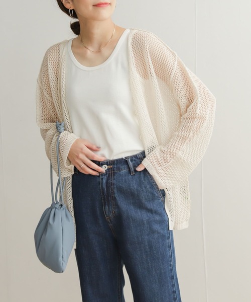 URBAN RESEARCH DOORS(アーバンリサーチドアーズ)の「2WAYメッシュカーディガン(カーディガン/ボレロ・レディース・アイボリー/モカ・MEDIUM)」の11枚目の写真