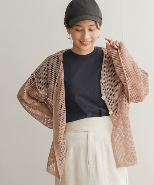 URBAN RESEARCH DOORS(アーバンリサーチドアーズ)の「2WAYメッシュカーディガン(カーディガン/ボレロ・レディース・アイボリー/モカ・MEDIUM)」の9枚目の写真