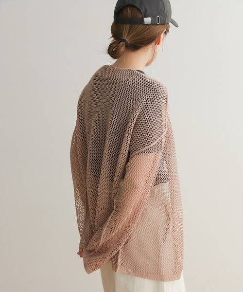 URBAN RESEARCH DOORS(アーバンリサーチドアーズ)の「2WAYメッシュカーディガン(カーディガン/ボレロ・レディース・アイボリー/モカ・MEDIUM)」の4枚目の写真