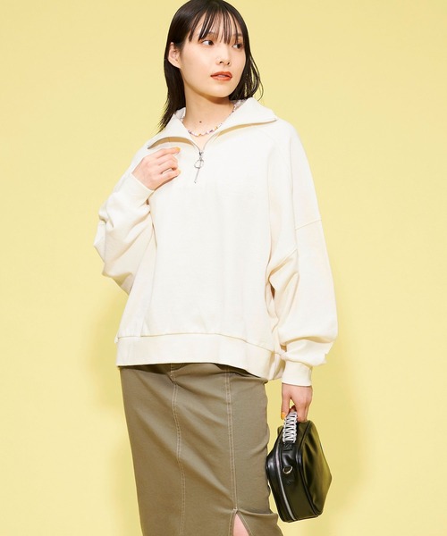 FOREVER 21(フォーエバー トゥエンティーワン)の「【STREET】ハーフジップスウェットプルオーバー(スウェット・レディース・ホワイト/グリーン・FREE)」の12枚目の写真