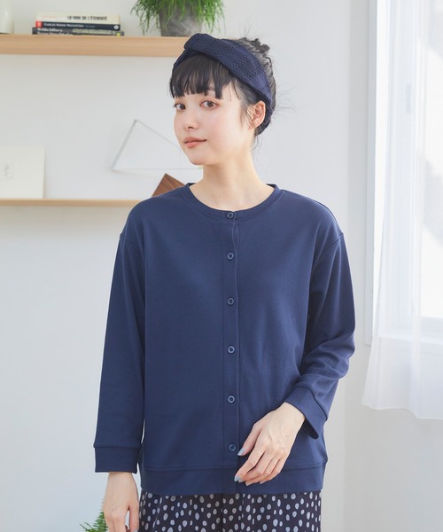 Days（デイズ）の「【LAFUKU】お肌にやさしいコットンクルーカーディガン（ラフク）（カーディガン/ボレロ・レディース・サックスブルー/ネイビー/杢グレー/ブラック・L/M/LL）」の3枚目の写真