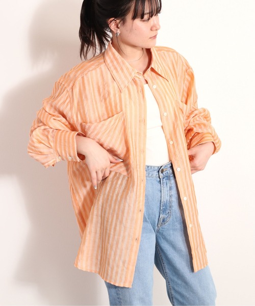 Ｗポケットシアーストライプシャツ