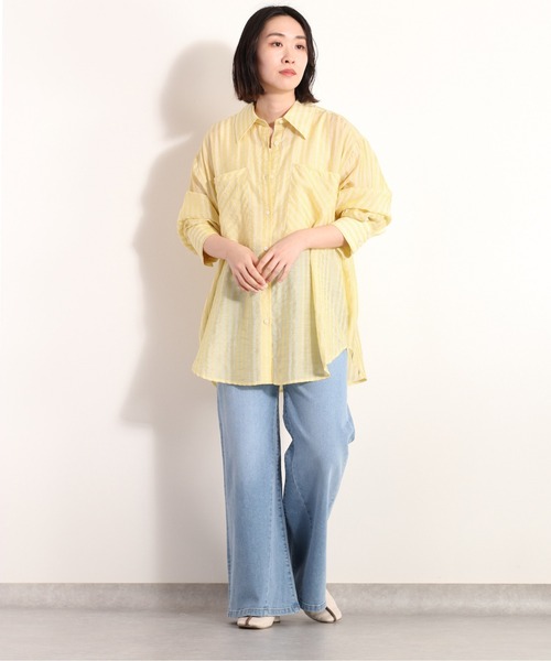 Ｗポケットシアーストライプシャツ