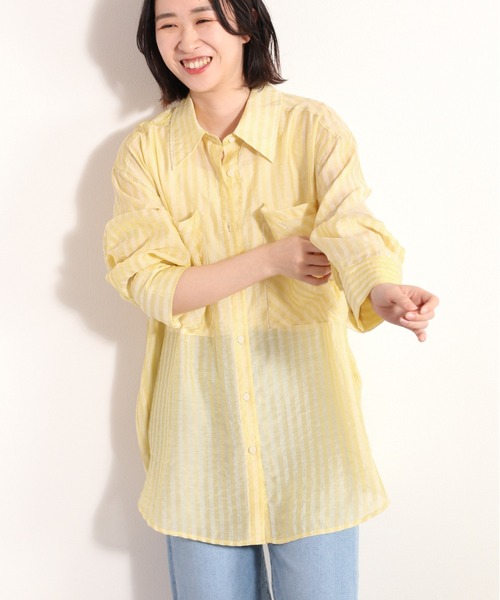 Ｗポケットシアーストライプシャツ