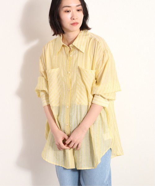 Ｗポケットシアーストライプシャツ