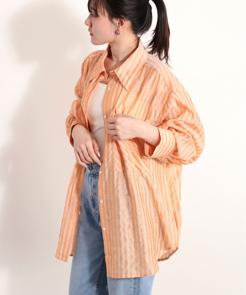 Ｗポケットシアーストライプシャツ
