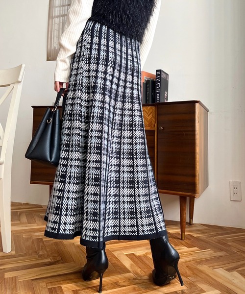 セール】チェック柄プリーツニットスカート（スカート）｜moment+