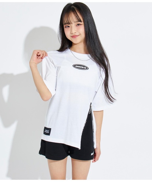 ANAP GｉRL（アナップガール）の「R+S前ジップBIGTシャツ（Tシャツ/カットソー・キッズ・ブラック/ライトブルー/ホワイト・M/XS/S）」の4枚目の写真