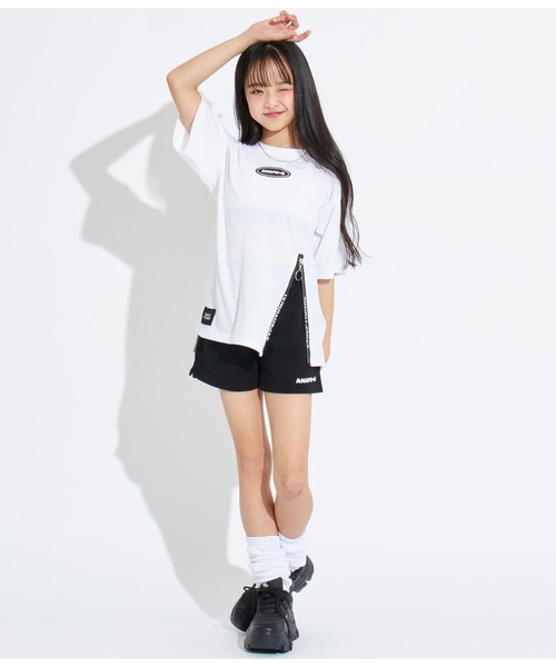 ANAP GｉRL（アナップガール）の「R+S前ジップBIGTシャツ（Tシャツ/カットソー・キッズ・ブラック/ライトブルー/ホワイト・M/XS/S）」の10枚目の写真