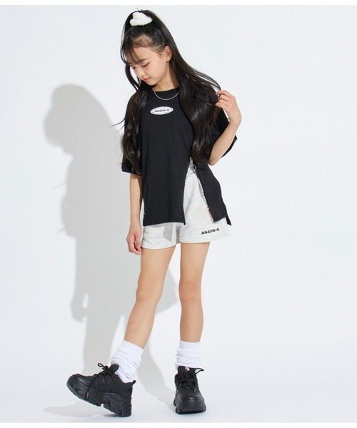 ANAP GｉRL（アナップガール）の「R+S前ジップBIGTシャツ（Tシャツ/カットソー・キッズ・ブラック/ライトブルー/ホワイト・M/XS/S）」の7枚目の写真