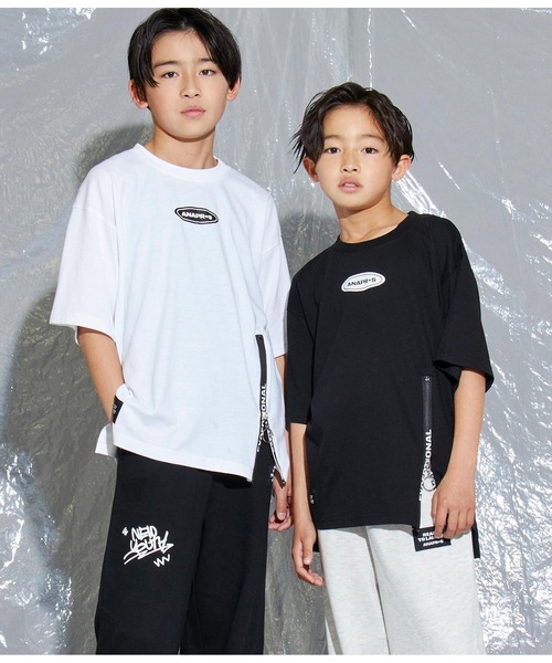 ANAP GｉRL（アナップガール）の「R+S前ジップBIGTシャツ（Tシャツ/カットソー・キッズ・ブラック/ライトブルー/ホワイト・M/XS/S）」の17枚目の写真