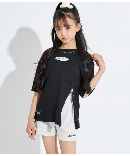 ANAP GｉRL（アナップガール）の「R+S前ジップBIGTシャツ（Tシャツ/カットソー・キッズ・ブラック/ライトブルー/ホワイト・M/XS/S）」の22枚目の写真