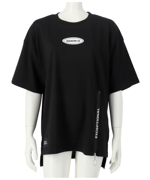 ANAP GｉRL（アナップガール）の「R+S前ジップBIGTシャツ（Tシャツ/カットソー・キッズ・ブラック/ライトブルー/ホワイト・M/XS/S）」の8枚目の写真