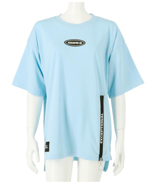 ANAP GｉRL（アナップガール）の「R+S前ジップBIGTシャツ（Tシャツ/カットソー・キッズ・ブラック/ライトブルー/ホワイト・M/XS/S）」の18枚目の写真