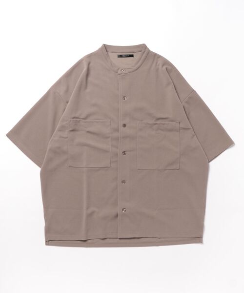 VIBGYOR(ヴィブジョー)の「【VIBGYOR BY AS】梨地BIG5分袖バンドカラーシャツ(BL)(Tシャツ/カットソー・メンズ・ブルー/グレイッシュベージュ/ブラック・LARGE/MEDIUM)」の3枚目の写真