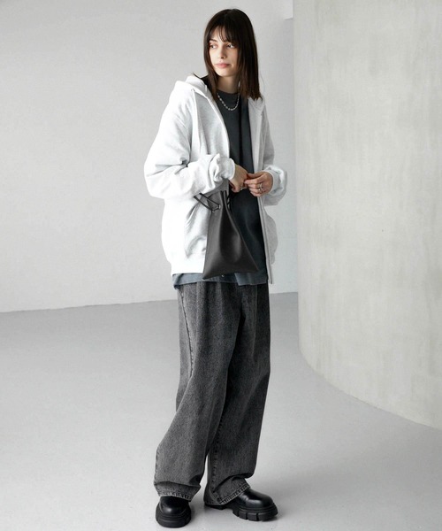 Alfred Alex】synthetic leather drawstring shoulder bag