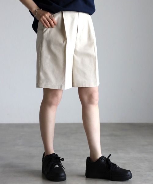 Bonjour Sagan(ボンジュールサガン)の「リネンタッチハーフパンツ(その他パンツ・レディース・ブラック/アイボリー/チャコールグレー・FREE)」の15枚目の写真