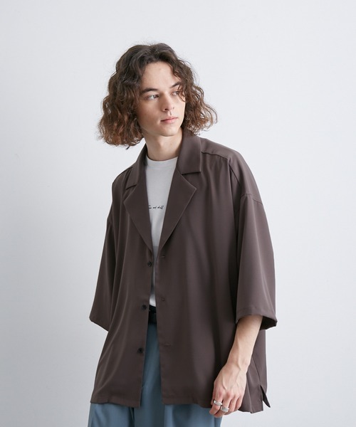 JUNRED(ジュンレッド)の「シングルラペルポンチョシャツ(シャツ/ブラウス・メンズ・ライトグレー/ブラック/ブラウン/グリーン系その他・S/M/L)」の1枚目の写真