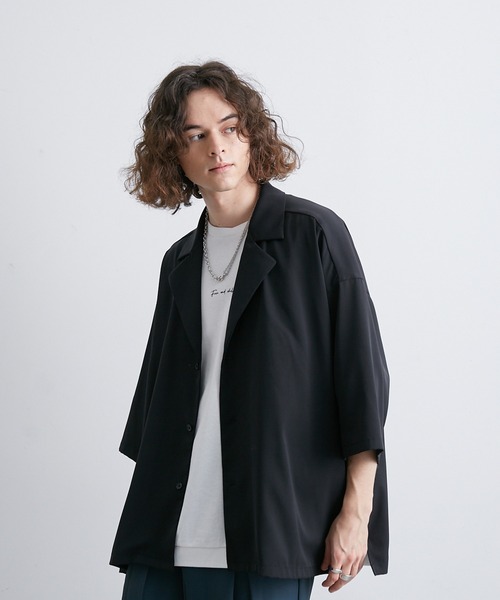 JUNRED(ジュンレッド)の「シングルラペルポンチョシャツ(シャツ/ブラウス・メンズ・ライトグレー/ブラック/ブラウン/グリーン系その他・S/M/L)」の5枚目の写真