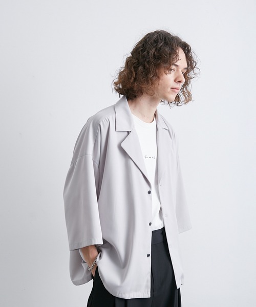 JUNRED(ジュンレッド)の「シングルラペルポンチョシャツ(シャツ/ブラウス・メンズ・ライトグレー/ブラック/ブラウン/グリーン系その他・S/M/L)」の8枚目の写真