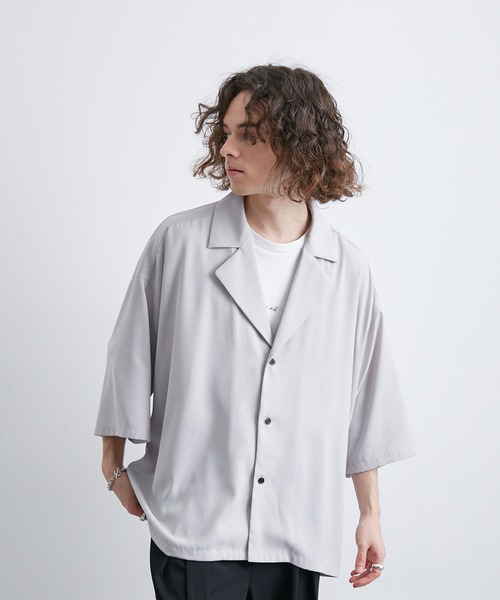JUNRED(ジュンレッド)の「シングルラペルポンチョシャツ(シャツ/ブラウス・メンズ・ライトグレー/ブラック/ブラウン/グリーン系その他・S/M/L)」の9枚目の写真