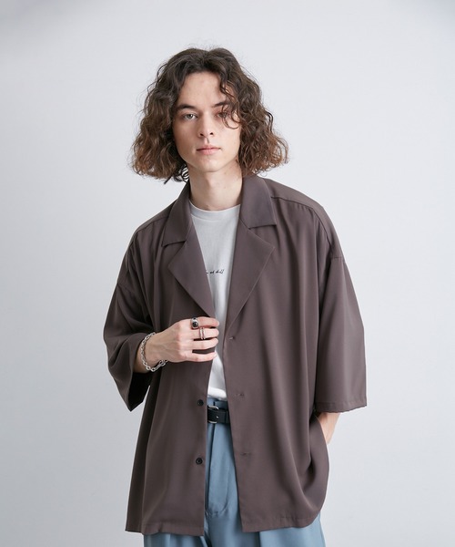JUNRED(ジュンレッド)の「シングルラペルポンチョシャツ(シャツ/ブラウス・メンズ・ライトグレー/ブラック/ブラウン/グリーン系その他・S/M/L)」の10枚目の写真