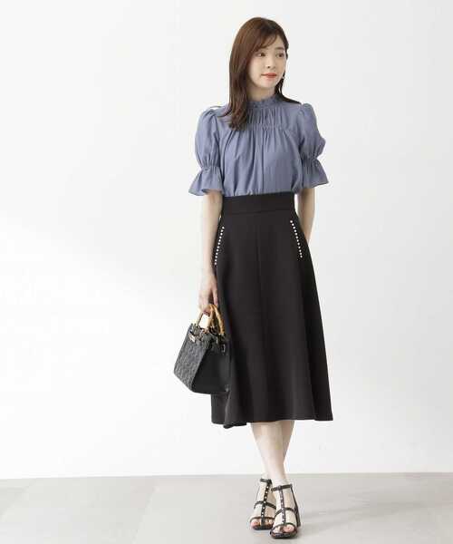 PROPORTION BODY DRESSING（プロポーションボディドレッシング）の「パールフレアースカート / 1213220701（スカート・レディース・ベージュ/ブラック・SMALL/MEDIUM/X-SMALL）」の6枚目の写真