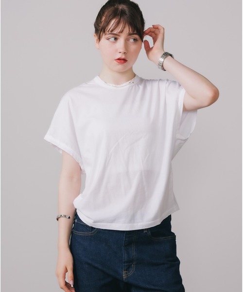 CAL.Berries(カルベリーズ)の「CAL.Berries/カルベリーズ BOXY N/S TEE Tシャツ カットソー(Tシャツ/カットソー・レディース・ホワイト/サンドベージュ/ブラック・S)」の2枚目の写真