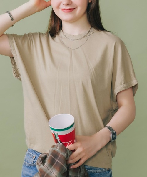 CAL.Berries(カルベリーズ)の「CAL.Berries/カルベリーズ BOXY N/S TEE Tシャツ カットソー(Tシャツ/カットソー・レディース・ホワイト/サンドベージュ/ブラック・S)」の3枚目の写真