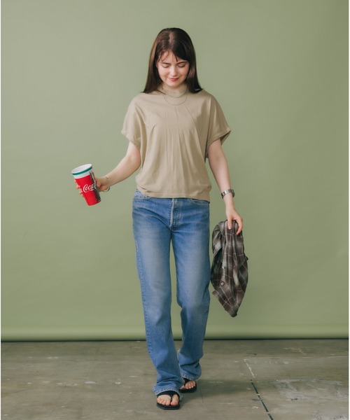 CAL.Berries(カルベリーズ)の「CAL.Berries/カルベリーズ BOXY N/S TEE Tシャツ カットソー(Tシャツ/カットソー・レディース・ホワイト/サンドベージュ/ブラック・S)」の19枚目の写真