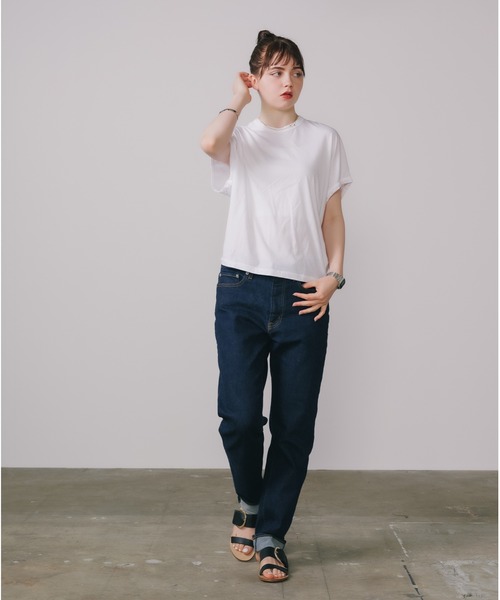 CAL.Berries(カルベリーズ)の「CAL.Berries/カルベリーズ BOXY N/S TEE Tシャツ カットソー(Tシャツ/カットソー・レディース・ホワイト/サンドベージュ/ブラック・S)」の14枚目の写真