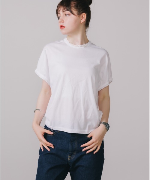 CAL.Berries(カルベリーズ)の「CAL.Berries/カルベリーズ BOXY N/S TEE Tシャツ カットソー(Tシャツ/カットソー・レディース・ホワイト/サンドベージュ/ブラック・S)」の11枚目の写真