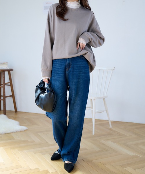Ada.（エイダ）の「体型カバー ゆるっと オーバーなサイズ感 ベーシック スウェット（Tシャツ/カットソー・レディース・ブラウン/ベージュ/グレー/ブラック/カーキ・FREE）」の14枚目の写真