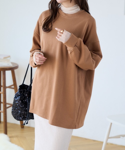 Ada.（エイダ）の「体型カバー ゆるっと オーバーなサイズ感 ベーシック スウェット（Tシャツ/カットソー・レディース・ブラウン/ベージュ/グレー/ブラック/カーキ・FREE）」の17枚目の写真