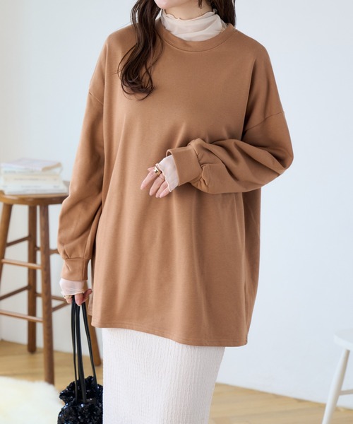 Ada.（エイダ）の「体型カバー ゆるっと オーバーなサイズ感 ベーシック スウェット（Tシャツ/カットソー・レディース・ブラウン/ベージュ/グレー/ブラック/カーキ・FREE）」の18枚目の写真