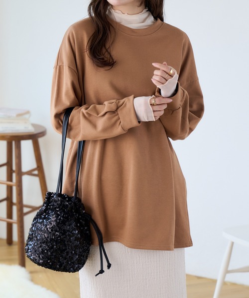 Ada.（エイダ）の「体型カバー ゆるっと オーバーなサイズ感 ベーシック スウェット（Tシャツ/カットソー・レディース・ブラウン/ベージュ/グレー/ブラック/カーキ・FREE）」の19枚目の写真