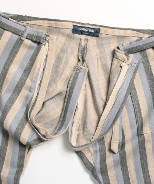 PHINGERIN（フィンガリン）の「Phingerin / BONDAGE PANTS -WOOL STRIPE-（その他パンツ・メンズ・サックスブルー/ブラック・SMALL/MEDIUM）」の7枚目の写真