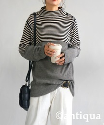 antiqua | ボーダーハイネックリブニット(ニット/セーター)
