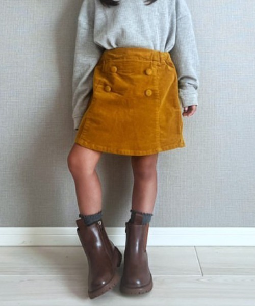 Moujonjon（ムージョンジョン）の「コーデュロイ３分丈スカート付パンツ（その他パンツ・キッズ・ブラウン/マスタード・130/110/120/100/90）」の2枚目の写真
