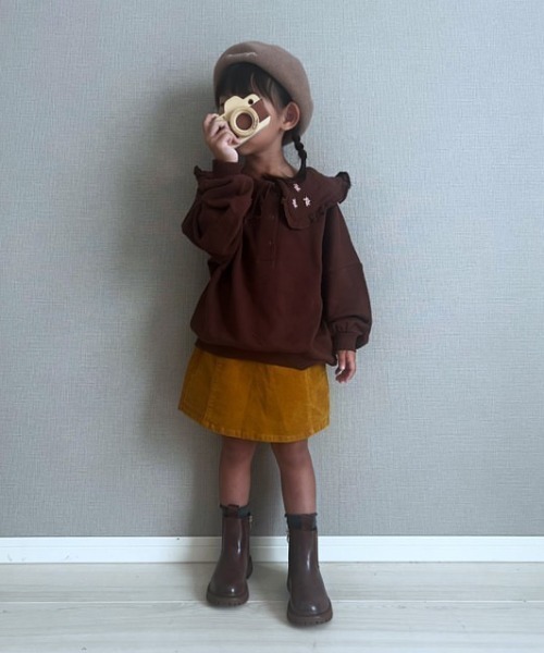 Moujonjon（ムージョンジョン）の「コーデュロイ３分丈スカート付パンツ（その他パンツ・キッズ・ブラウン/マスタード・130/110/120/100/90）」の6枚目の写真