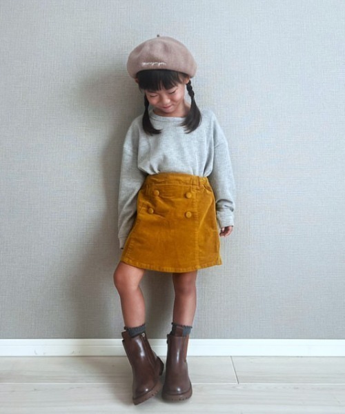 Moujonjon（ムージョンジョン）の「コーデュロイ３分丈スカート付パンツ（その他パンツ・キッズ・ブラウン/マスタード・130/110/120/100/90）」の10枚目の写真