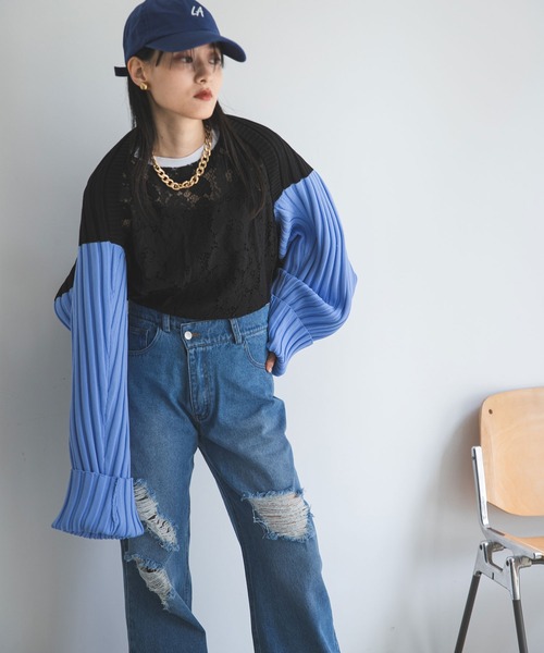 bohmal(ボマール)の「配色ダンボールニットボレロ(カーディガン/ボレロ・レディース・パープル/ライム/ブルー・FREE)」の17枚目の写真