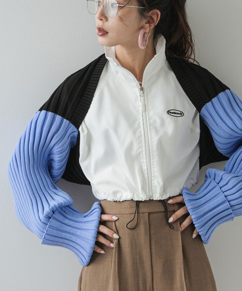 セール】配色ダンボールニットボレロ（カーディガン/ボレロ）｜bohmal