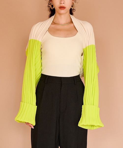 bohmal(ボマール)の「配色ダンボールニットボレロ(カーディガン/ボレロ・レディース・パープル/ライム/ブルー・FREE)」の22枚目の写真