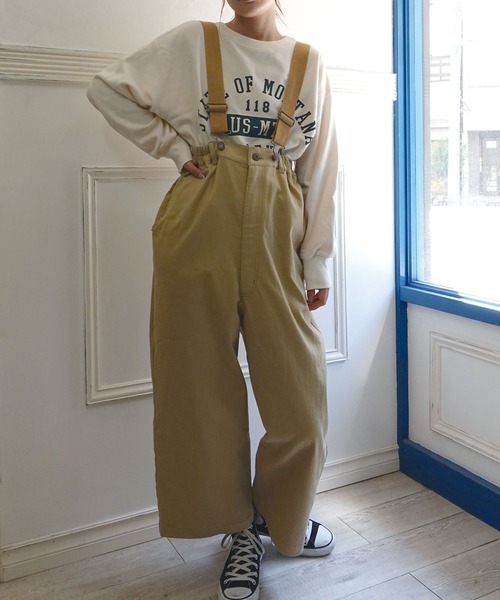 CORNERS（コーナーズ）の「ストレッチツイルハイウエストサロペット（サロペット/オーバーオール・レディース・ベージュ/ブラック/インディゴブルー/アイボリー・FREE）」の12枚目の写真