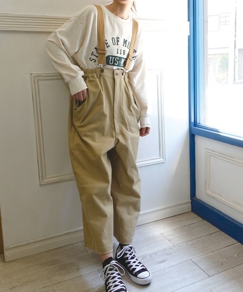 CORNERS（コーナーズ）の「ストレッチツイルハイウエストサロペット（サロペット/オーバーオール・レディース・ベージュ/ブラック/インディゴブルー/アイボリー・FREE）」の15枚目の写真