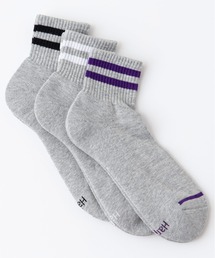 HANES | 【HANES/ヘインズ】3P　クォーターレングス　ラインソックス　抗菌防臭機能　ブランドロゴ　3足組(ソックス/靴下)