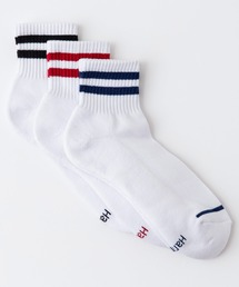 HANES | 【HANES/ヘインズ】3P　クォーターレングス　ラインソックス　抗菌防臭機能　ブランドロゴ　3足組(ソックス/靴下)