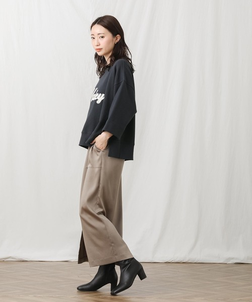 Gready Brilliant(グレディブリリアン)の「Matey刺繍ロゴロンT(Tシャツ/カットソー・レディース・チャコールグレー/オートミール・38)」の4枚目の写真